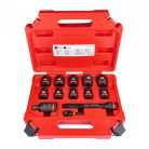 Milwaukee dugókulcs 13 részes rövid 6-szögű gépi készlet, rövid 1/2” (10-24 mm)