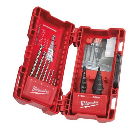 Milwaukee lépcsős fúró + fúrószár készlet 10 db-os 4932501119
