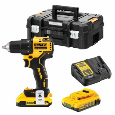 DeWalt DCD708D2T-QW akkus fúró-csavarozó tokmányos 18 V 26 Nm/65 Nm szénkefementes 2 x 2 Ah akku + töltő TSTAK kofferben