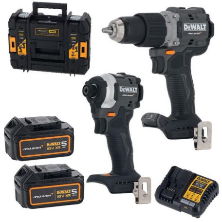 DeWALT DCK200MP2T McLaren akkus erőcsomag gépszett DCD85M + DCF85M 18V 2 x 5,0 Ah TSTAK kofferben