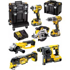   DeWALT DCK654P3T-QW 18V-os 6 gépes Combopack DCD796+DCF887+DCS355+DCG412+DCS391+DCH273 3x5.0 Ah 2xTSTAK VI 1xTSTAK II szállítókocsi