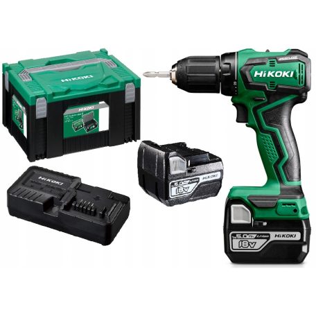 HiKOKI DS18DDWPZ akkus fúrócsavarozó tokmányos 18 V 55 Nm szénkefementes 2 x 5 Ah akku + töltő HSC kofferben